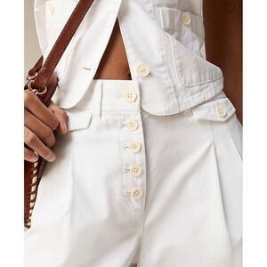 J.Crew Pleated Button-Front Chino Shorts Size 8 White 9" Inseam High Rise Preppy
